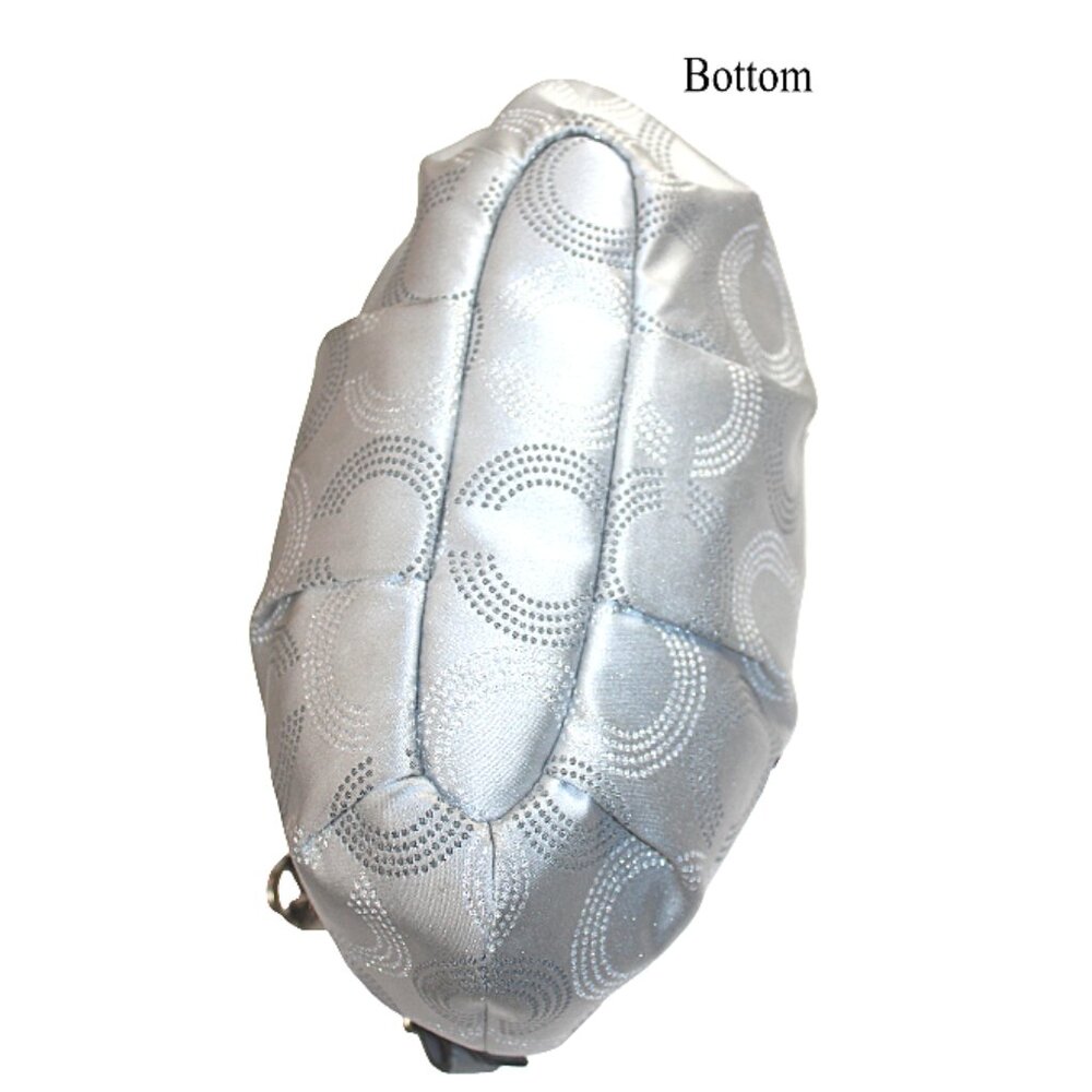 Coach Madison Two Tone Silver Sateen Dotted Opti-Art Hobo Convertible Shoulder - Picture 8 of 12